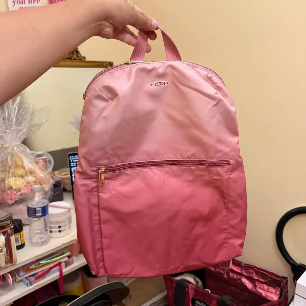 TUMI Voyageur Just in Case Travel Backpack Nylon Ombré Pink Lightweight